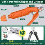 Dog Nail Clippers & Cat Nail Clipper With Catcher, 2 In 1 Dog Nail Trimmers & Grinder With Light for Large Small Dogs Cats,Silent Groom Pro Claw Trimmer, Rechargeable Dogs Nails Grinder Quiet