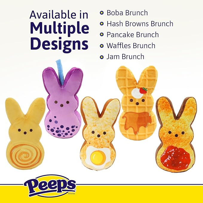 Animal Adventure | 9" Hash Browns Brunch Shaggy Bunny Peeps Plush | Easter Basket Stuffed Animals for Kids | Marshmallow Candy | Huggable Soft Plushie Stuffers Buddy Toy | Collectable Gifts | Aged 3+