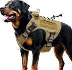 Heavy-Duty Tactical Dog Harness for Large Dogs, No Pull Adjustable Reflective Pet Vest with Molle System, K9 Military-Grade Control for Service Training, Outdoor & 10+ Breeds, Khaki, XX-Large