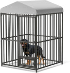 4x4x6 FT Outdoor Dog Kennel,Heavy-Duty Enclosures Outside with UV-Resistant Waterproof Roof Cover and Lock,for Medium and Large Dogs,Easy Assembly