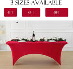 Craft And Party 2 Pack 6ft Red Spandex Tablecloth – Fitted Stretch Cover – Universal Fit for Folding Tables – Wrinkle-Free, Washable – Ideal for Parties, Weddings, Events