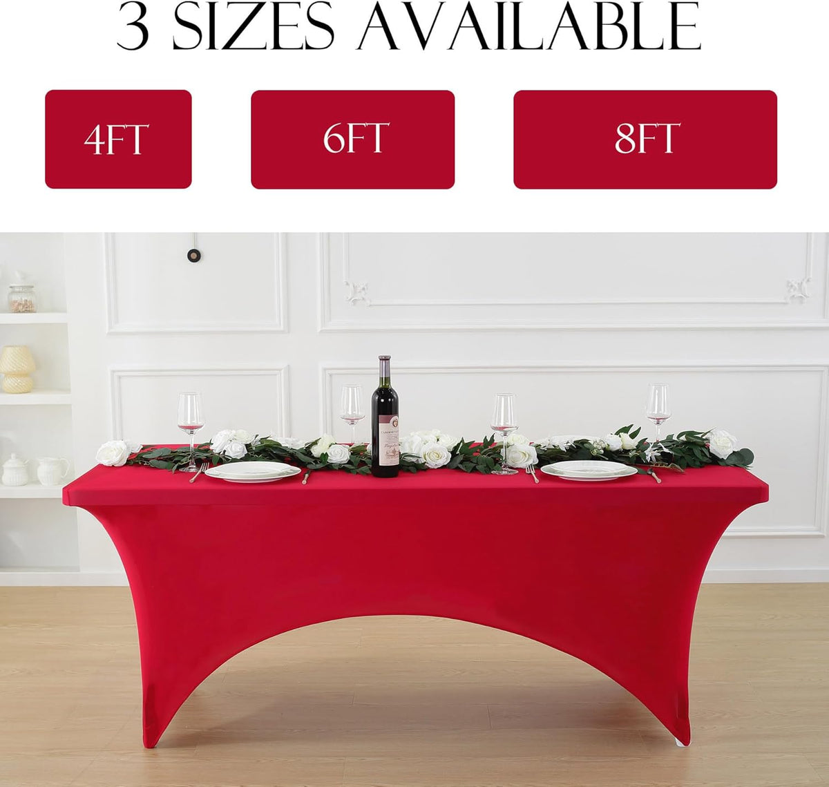 Craft And Party 2 Pack 6ft Red Spandex Tablecloth – Fitted Stretch Cover – Universal Fit for Folding Tables – Wrinkle-Free, Washable – Ideal for Parties, Weddings, Events