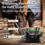 Horse Grooming Kit 14 Pieces, Horse Brushes for Grooming Supplies Set | Includes Curry Comb, Hoof Pick, Gloves & Mane Tools Durable Grooming Set for Bathing, Shedding and Daily Horse Care
