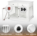 LEMBERI 44 Inch Large Dog Crate Furniture, Wooden Dog Kennel End Table with Storage Drawers, Decorative Pet Cage Dog House Indoor for Dogs