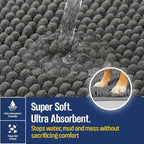 Muddy Mat® Absorbent Microfiber Door Mat and Pet Rug, Non Slip Washable Chenille Indoor Outdoor Entry Rug - Leave Your Troubles at The Door Funny Welcome Mat Entryway 19"x30"