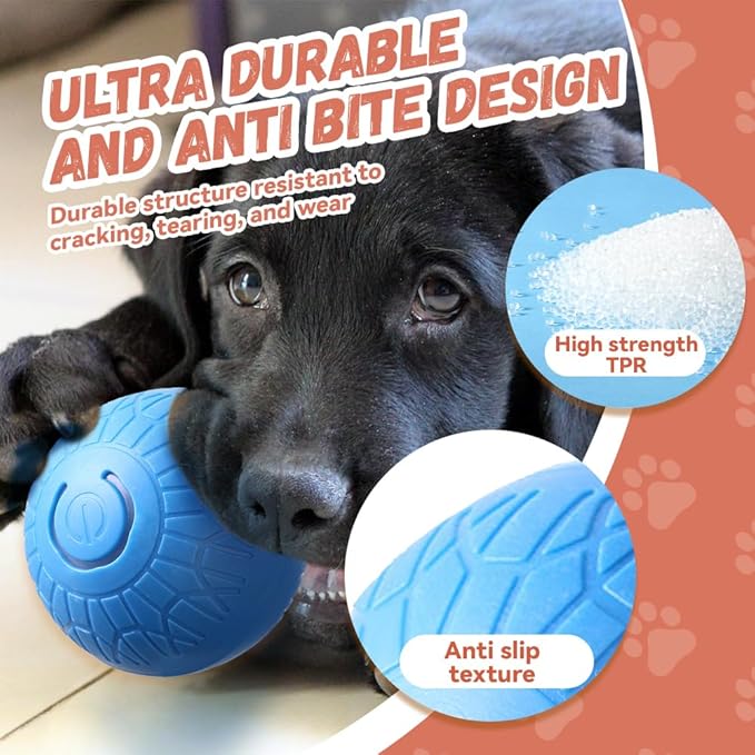 Smart Jumping Ball for Dogs, Smart Jumping Ball Dog Toy with Two Modes, Viral Shaky Toy for Dogs, Automatic Interactive Bouncing Balls with Rechargeable Battery Endless Playtime (Orange+Blue)