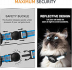 Airtag Cat Collar Breakaway, Odokele Reflective Cats Collars with Apple Air Tag Holder for Kitten, Cat GPS Tracker Adjustable Collars with Safety Quick Release Buckle for Kitties and Puppies - Blue