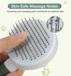 Pet Self-Cleaning Slicker Brush for Dogs & Cats, Deshedding Grooming Comb, Removes Loose Undercoat Hair & Mats, Skin-Friendly Massaging Tool for Long/Short Fur, Large & Small Breeds (Green)