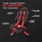 1 pc Red 5 Point Harness for Bucket Seat, Latch Release, 9 Color Options, Racing Harness 5 point, Race Car, UTV, RZR [6009A5]
