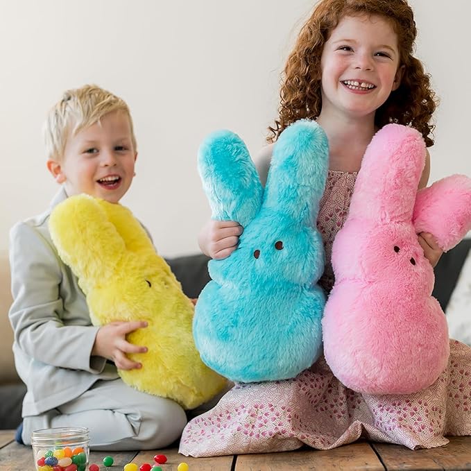 Animal Adventure | 15" Rainbow Shaggy Bunny Peeps Plush | Easter Basket Stuffed Animals for Kids | Marshmallow Candy | Huggable Ultra Soft Plushie Stuffers Buddy Toy | Collectable Gifts | Aged 3+