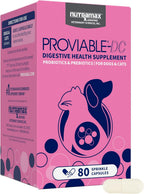 Nutramax Proviable Probiotics for Dogs and Cats, Daily Digestive Health Supplement with Multiple Strains of Bacteria, Cat and Dog Probiotics Plus Prebiotics, 80 Capsules