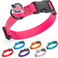 Dogline Biothane Waterproof Dog Collar with Quick Release Buckle Strong Coated Nylon Webbing with Odor- Proof for Easy Care Easy to Clean Fits Small Medium or Large Dogs, Pink 3/4" W 12-19" L