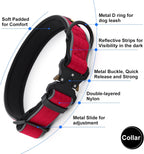 Plutus Pet Tactical Dog Collar, Reflective, Adjustable Heavy Duty Dog Collar, Soft Padded and Comfortable, for Small Medium and Large Dogs (Red, XS)
