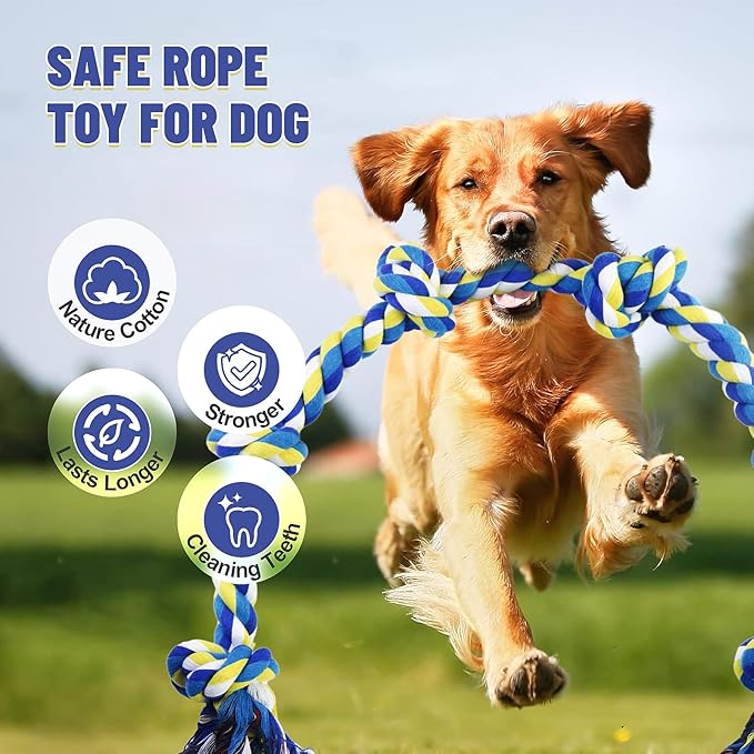 Giant Rope Toys for Large Dogs - 42In 6-Knots Indestructible Toy for Aggressive Chewers, Heavy Duty Chew Toys, Interactive Tug Toy, Durable for Medium Large Breeds