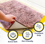 Muddy Mat® | Super Absorbent Door Mat Indoor, Microfiber Quick Dry Chenille Entryway Rug, Non-Slip Front Door Mat, Indoor Mats for Entryway, Machine Washable Pet Rug, Light Pink 24" x 96"