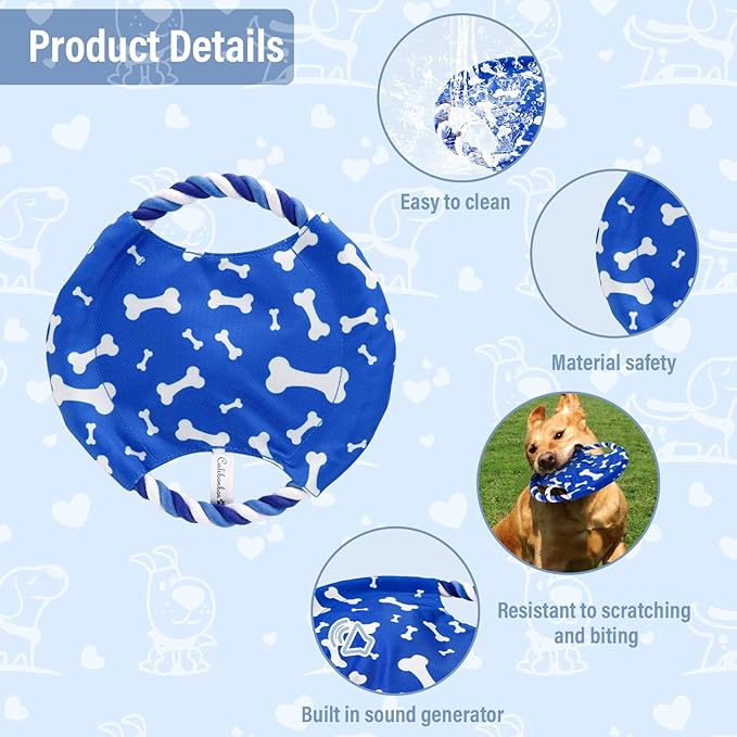 Dog Rope Flying Disc | Durable Canvas & Sturdy Cotton Rope | Interactive Training Toy | for Small & Medium Dogs | 9” L x 9” W - Pack of 1