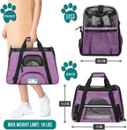 PetAmi Airline Approved Pet Carrier for Cat, Soft Sided Dog Carrier for Small Dog, Cat Travel Supply Accessories Indoor Cat, Ventilated Pet Carrying Bag Medium Large Kitten Puppy, Small Heather Purple