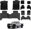3W Floor Mats & Carpets Custom Fit Toyota Tacoma 2016-2023 (Only for Double Cab and Automatic), TPE Floor Liner Thickened Carpet with Safety Locks and Driver Heel Pad for Tacoma Cars Accessory