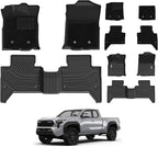 3W Floor Mats & Carpets Custom Fit Toyota Tacoma 2016-2023 (Only for Double Cab and Automatic), TPE Floor Liner Thickened Carpet with Safety Locks and Driver Heel Pad for Tacoma Cars Accessory