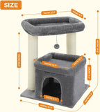 PEQULTI Cat Tree Cat Tower with Sisal-Covered Scratching Posts and Extra-Large Cat Perch Suitable for Small to Medium Cats