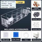 Premium Multi-Layer Aquarium Filter for 20 to 30 Gallon Fish Tanks: Oxygenating Water Wheel, Low-Noise Operation, Dual-Sided Suspension, Transparent (Large)