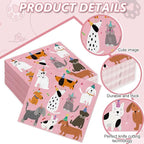 JarThenaAMCS 100 Sheets Dog Party Napkins Pink Cocktail Paper Napkins Cute Puppy Disposable Beverage Napkin for Pet Animal Party Drink Table Decor Supplies