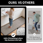 Kitchen Rugs Non Slip Washable, Super Absorbent Kitchen Mats for Floor, Rubber Backing Jute-Like Braid Kitchen Sink Mat Runner Rug Standing Mat, Easy to Clean, Gray 17"x47"