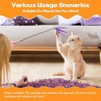 10PCS Cat Worm Toy, Cat Wand Attachment Fuzzy Worm Toys Refill with 1PCS Black String for Wand Replacement, Interactive Cats Kittens Toys for Indoor