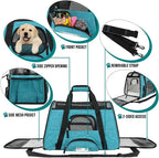 PetAmi Airline Approved Pet Carrier for Cat, Soft Sided Dog Carrier for Small Dog, Cat Travel Supplies Accessories Indoor Cat, Ventilated Pet Carrying Bag Medium Large Kitten Puppy, Large Heather Blue