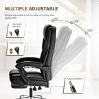 Furmax Executive Office Chair with Foot Rest Big and Tall Office Chair Ergonomic Home Office Desk Chairs Reclining High Back Leather Chair with Lumbar Support, 400LBS (Black)