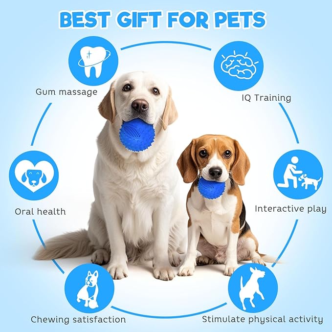 petizer 3" Squeaky Dog Balls for Aggressive Chewers, Durable Interactive Spiky Ball for Teething, Indestructible Rubber Dog Chew Toys, Tough Pet Toys for Small, Medium & Large Breeds