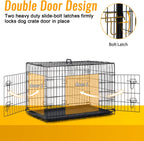 FDW Dog Crate for Medium Dogs 30 Inch Folding Metal WirePet Cage Double Door W/Divider Panel Indoor Outdoor Kennel Leak-Proof Plastic Tray,Black