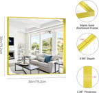 Gold Bathroom Mirror, 30x30 Inch Rectangular Framed Mirror, Large Wall Mounted Bathroom Vanity Mirror Over Sink for Bedroom,Restroom, Living Room, Hangs Vertically or Horizontally
