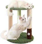 WOOCHPET Cat Tree Tower with 3 Scratcher Posts 17inch Tall Cat Tree Sisal Scratching Posts with Fun Cat Toys for Kitty and Adult Cats Small Cat Tower and Perch Bed for Indoor Cats (Green)