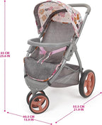 509 Crew: Melange Flora - Mabelle 3-Wheel Doll Jogger Stroller - Accessory for Dolls Up to 24", Large Canopy, Foldable Design, Kids Toy, Ages 3+