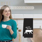 Funny Leopard Kitchen Towels, Cheetah Leopard Gifts, Animal Lover Gifts Dish Tea Towels for Kitchen Decor, Can I Pet That Dog Decorative Hand Towel for Bathroom, 16x24 Inch