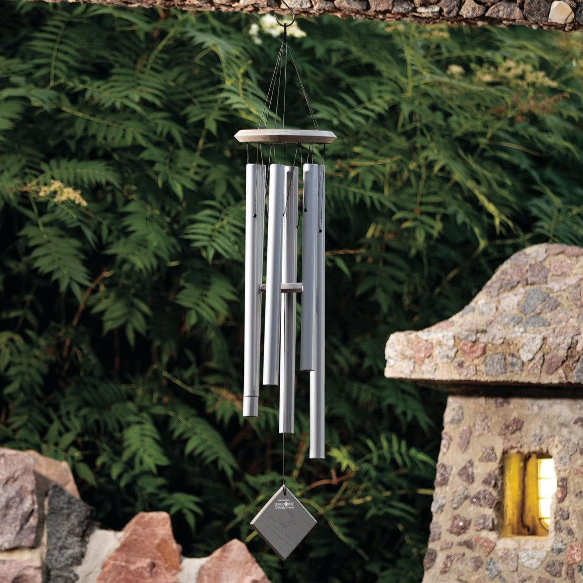 Woodstock Chimes Pluto Wind Chime for Outside 37" Grey Medium Tone Sound for Outdoor Garden, Patio, Porch Decor Gifts, Encore Collection, DCY37