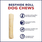 Pet Factory 100% Made in USA Beefhide 8" Rolls Dog Chew Treats - Natural Flavor, 15 Count/1 Pack