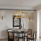 Modern Gold Chandelier, 8-Light Geometric Dining Room Light Fixture, Industrial Pendant Lights Kitchen Island, Hanging Metal Farmhouse Chandeliers for Dining Room Entryway Foyer Bedroom Kitchen ﻿