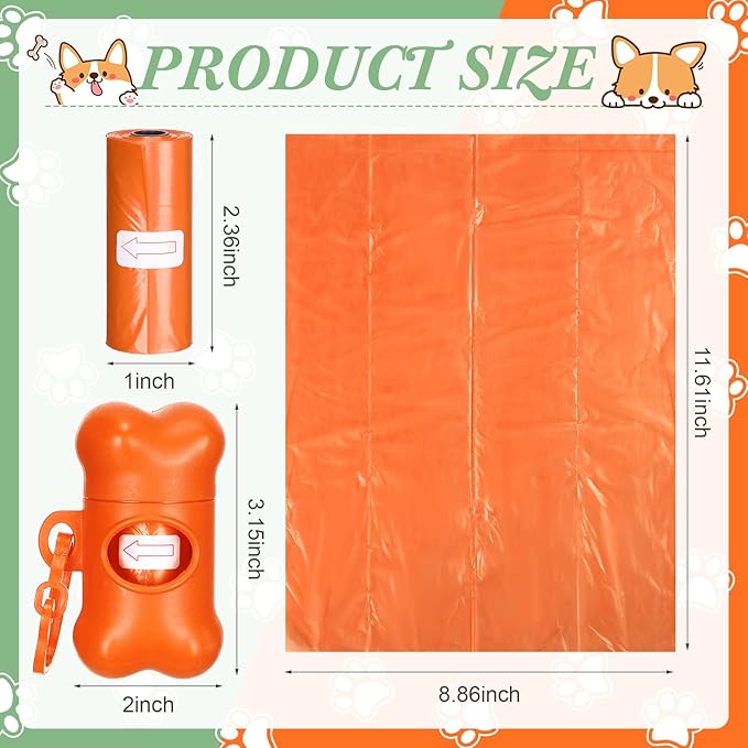 80 Pcs Dog Poop Bag Dispenser with Disposal Dog Waste Bags Bulk Dispensers Puppy Dog Poop Bag Holder with Clips for Doggy, 9 Colors (Bone Shape)