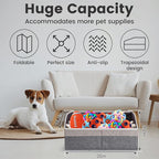 Large Dog Toy Basket With Handle, Foldable Dog Toy Box for Living Room Area, 20" Basket for Dog's Toys, Clothes, Organizers and Storage with Hard Board, Anti-slip for Pet Toys (Gray, Medium)