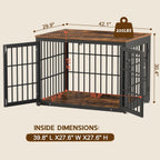 42 Inch Heavy Duty Dog Crate Furniture for Large and Medium Dogs, Decorative Pet House End Table, Wooden Cage Kennel Furniture Indoor, Rustic Brown