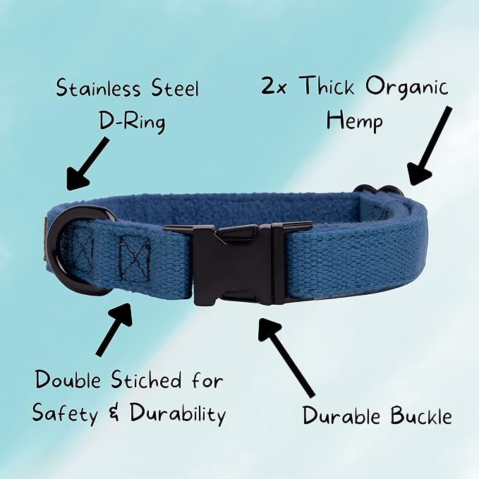 Pawsitive Hemp Dog Collar - Super Soft Hypoallergenic Lining. Great for Small, Medium and Large Dogs; Large Natural