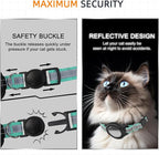 Airtag Cat Collar Breakaway, Odokele Reflective Cats Collars with Apple Air Tag Holder for Kitten, Cat GPS Tracker Adjustable Collars with Safety Quick Release Buckle for Kitties and Puppies - Teal