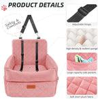 Dog Car Seat for Small Medium Dogs, Memory Foam Puppy Dog Booster Seat with Thick Cushion for Dogs Under 35lbs, Detachable Washable Pet Car Seat Travel Bed with Storage Pockets,2 Safety Belts