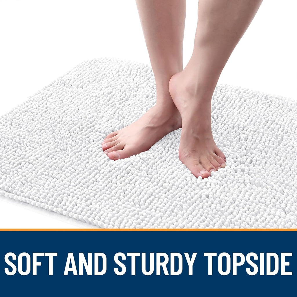 OLANLY Dog Door Mat for Muddy Paws 44x24, Absorbs Moisture and Dirt, Absorbent Non-Slip Washable Doormat, Quick Dry Chenille Mud Mat for Dogs, Entry Indoor Entryway Carpet for Inside Floor, White