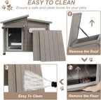 43" L Outdoor Extra Large Dog House with Removable Floor, Raised Feet, Anti-Chewing Iron Frame – Wooden Kennel with Asphalt Roof, Window for Indoor/Outdoor Use, Ideal for Medium to Large Dogs
