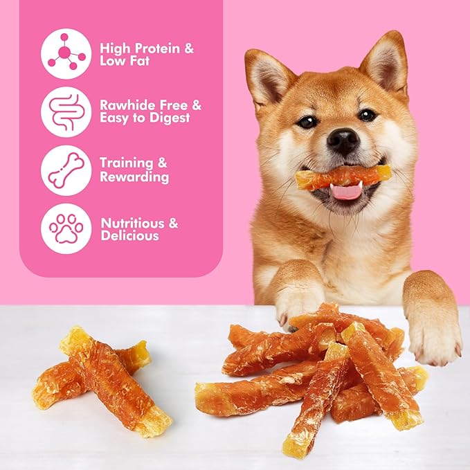 Dog Treats, Chicken Wrapped Sweet Potato Dog Treats, Rawhide Free Healthy Snacks, Soft Chews for Puppy and Small Dogs, 25 oz