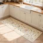 Unirea 2x6 Cream Runner Rug, Washable Non Slip Insect Botanical Rug for Hallway, Kitchen, Bathroom, Laundry Room, Entryway, Bedroom, Soft Boho Door Mat Indoor Entrance Bug Rugs, Low Pile Carpet