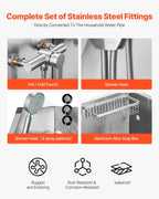 VEVOR Stainless Steel Dog Washing Station, 34 inch Pet Grooming Tub w/Faucet & Showerhead & Soap Holder & Play Balls Simple Dog Bathtub for Multiple Pets, Home Washing Sink
